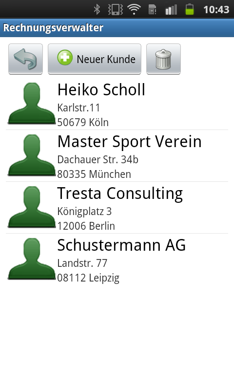 Android app – list of customers
