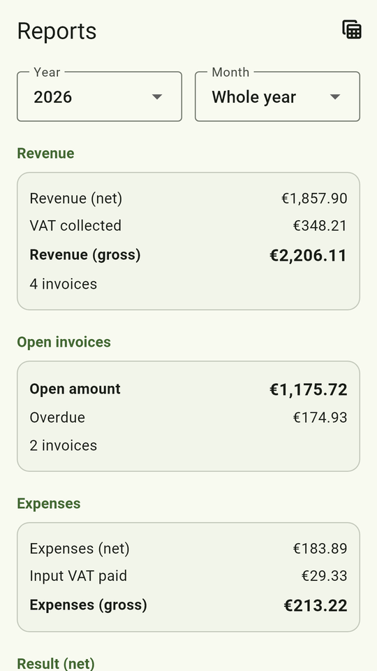 Invoice Creator for Android – reports