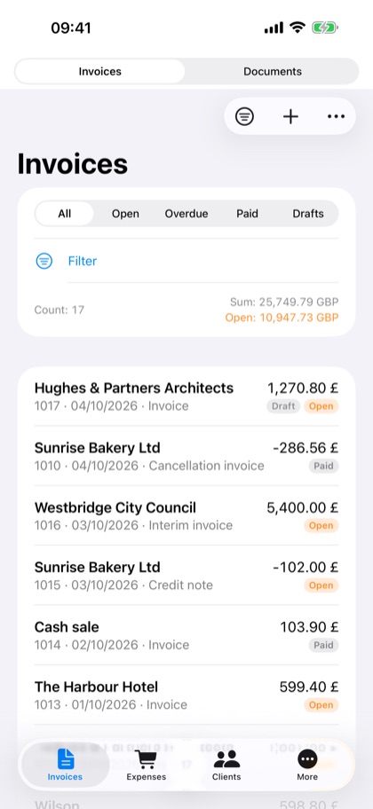 Invoice Manager for iPhone – invoices