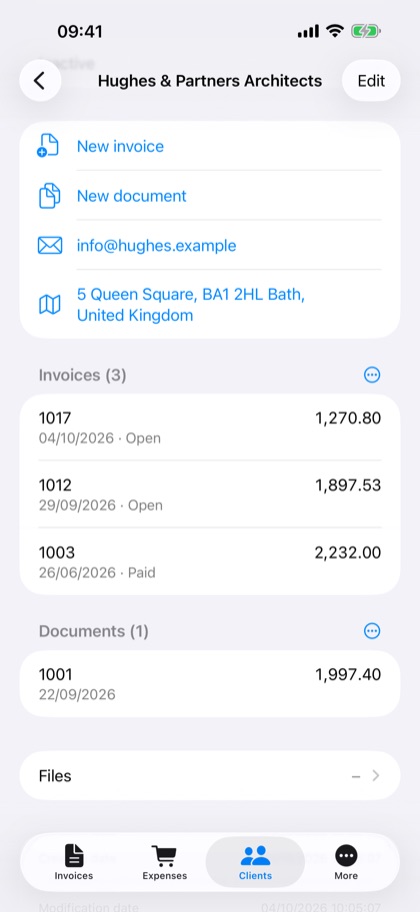 Invoice Manager for iPhone – client
