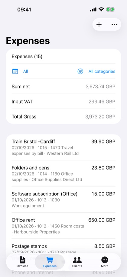 Invoice Manager for iPhone – expense
