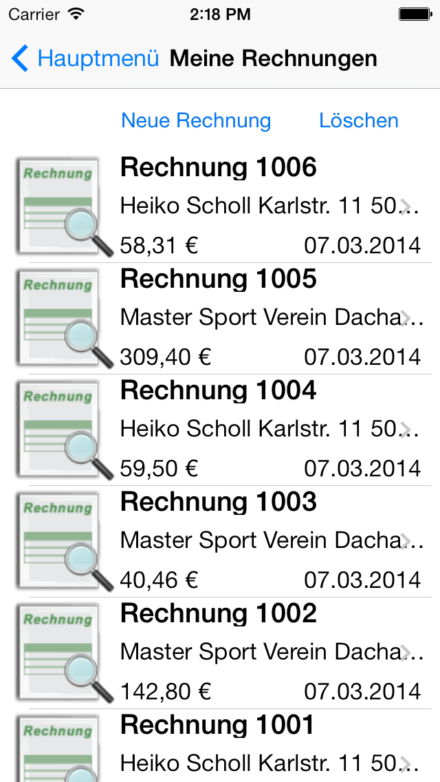 iPhone – invoice texts
