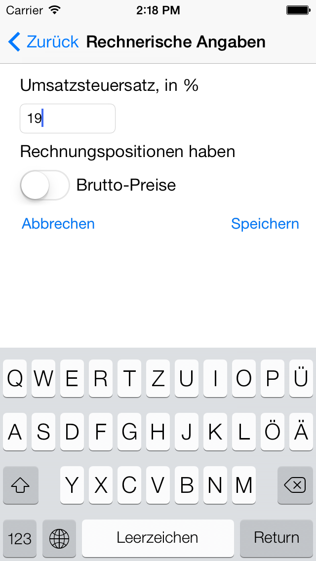 iPhone – calculation settings