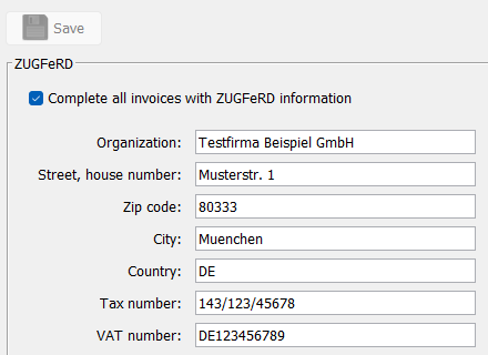Settings Interfaces: enable ZUGFeRD